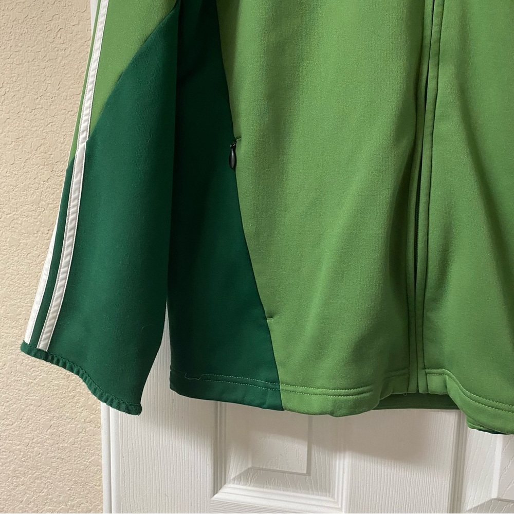 Vintage Y2K Adidas Medium Green & White Zip Up Climawarm Soccer Track Jacket - Picture 5 of 14